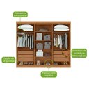 Ver imagem 3 de Guarda Roupa Casal Bertha 6 Portas 2 Gavetas Amêndoa Clean com Pés e Espelho - Lopas