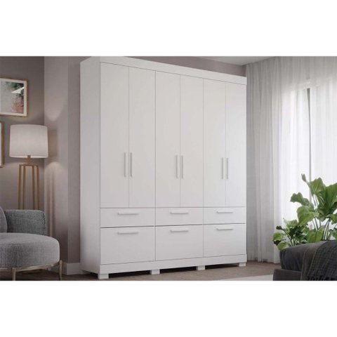Guarda Roupa Casal 6 Portas e 5 Gavetas Porto Branco - Panan