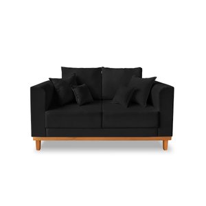 Sofá Vintage Viena 02 Lugares Para Escritorio Suede Preto - Madeira Prima Deccor