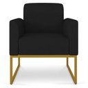 Ver imagem 3 de Poltrona Marisa Linho Base Industrial Metálica Dourado - D’Rossi - A79 Preto