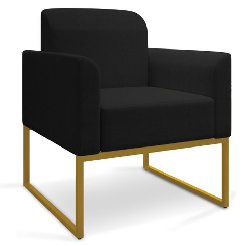 Poltrona Marisa Linho Base Industrial Metálica Dourado - D’Rossi - A79 Preto