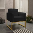 Ver imagem 2 de Poltrona Marisa Linho Base Industrial Metálica Dourado - D’Rossi - A79 Preto