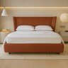 Cama Japonesa com Cabeceira Corea Seo King Linho Terracota - Sallar Home - 1