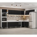 Ver imagem 2 de Armário de Cozinha Modulada de Canto 9 Peças CP05 Balcão com Tampo Branco/Preto - Lumil Lumil Móveis