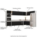 Ver imagem 3 de Armário de Cozinha Modulada de Canto 9 Peças CP05 Balcão com Tampo Branco/Preto - Lumil Lumil Móveis