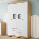 Ver imagem 1 de Guarda-roupa Infantil 122cm com Vidro 4 Portas e 2 Gavetas Doçura Multimóveis Mp4493 Madeirado/