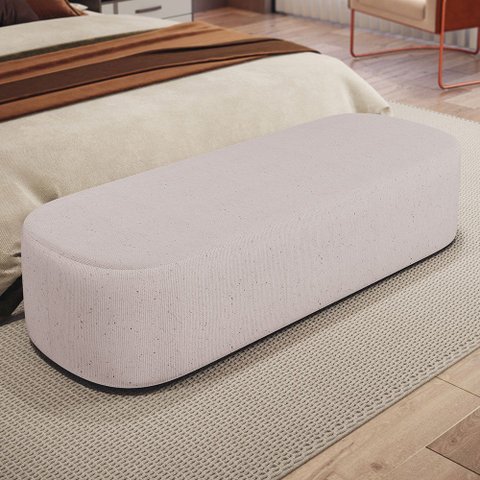 Puff Decorativo Orgânico para Living Quarto 160cm Doha W01 Linho Bege - Lyam Decor