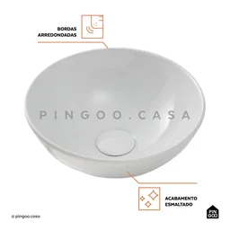 Cuba de Apoio para Banheiro Redonda Slim Louça Cerâmica 28,5 Cm Calcedônia Pingoo.casa - Branco - 4