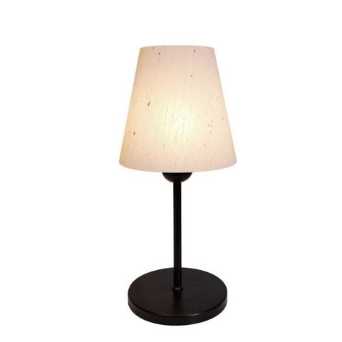 Abajur de Mesa Md-2005 Base Alumínio Preto Cúpula em Tecido Cone Linho Bege - Bivolt