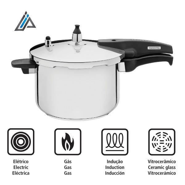 Panela de Pressão em Aço Inox Fundo Triplo 22cm Capac.6Litros -Tramontina - 2