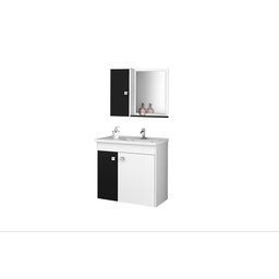 Conj Gabinete Munique 2074286 Banheiro Branco Preto Fosco - 1
