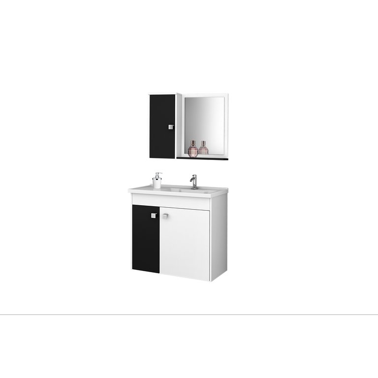 Conj Gabinete Munique 2074286 Banheiro Branco Preto Fosco
