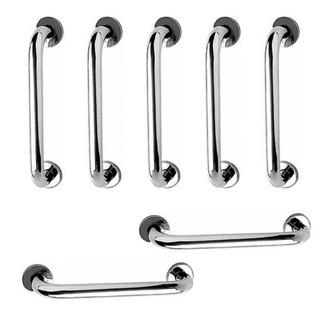 Alça de Apoio 40cm Barra Inox Kit 7 Unidades Idoso Acessibilidade Cadeirante Banheiro Box Deficiente