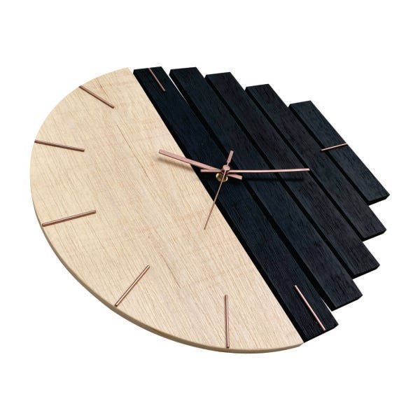 Relógio de Parede Industrial Madeira e Preto 40cm - 3