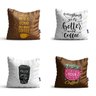 Almofadas com Frases Café Decorativas 35x35cm Kit 4un - 1