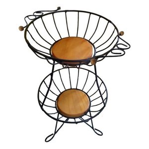 Fruteira 2 Andares Redonda Pequena:preto