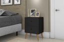 Ver imagem 3 de Conjunto Cabeceira Painel Paris 1,40 Capitone Preto e 02 Mesas de Cabeceira 2 Gavetas Preta - Rede M