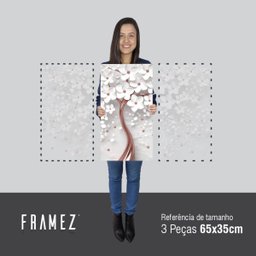 Quadro Flores Cerejeiras Brancas e Rose Gold Para Sala Escritórios em Tecido - 4 Quadro Flores Cerejeiras Brancas e Rose Gold Para Sala Escritórios em Tecido - 4