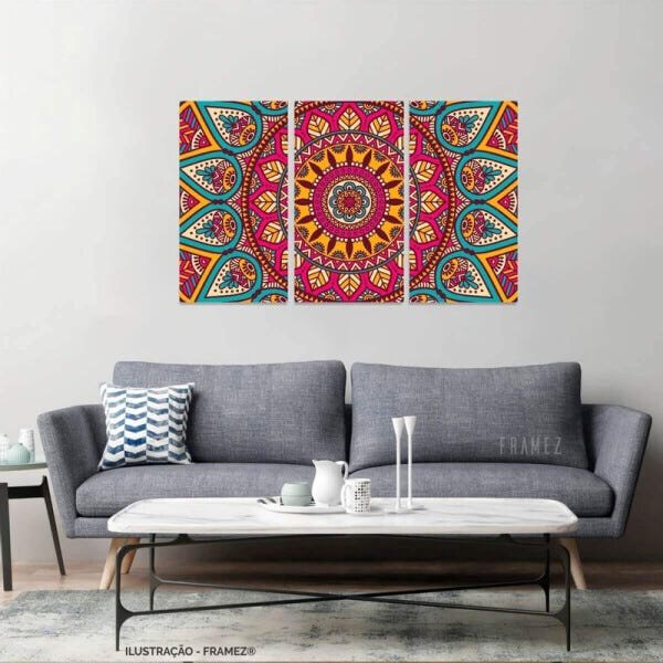 Quadro Mandala Colorido Abstrato Artístico Telas em Tecido - 2