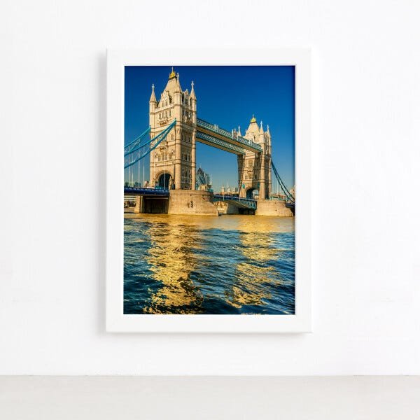 Quadro Cidades Londres Tower Bridge Moldura Branca 22x32cm - 1