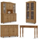 Ver imagem 1 de Conjunto: Cristaleira 8 Portas Aparador Balcão 3 Portas e Vitrine 2 Portas Rubi Freijó Madeira Pinus