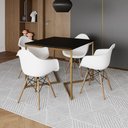 Ver imagem 1 de Mesa Jantar Industrial Quadrada 90Cm Preta Base V Dourada Com 4 Poltronas Daw Madeira B Cor: Preto