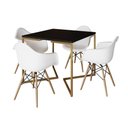Ver imagem 6 de Mesa Jantar Industrial Quadrada 90Cm Preta Base V Dourada Com 4 Poltronas Daw Madeira B Cor: Preto