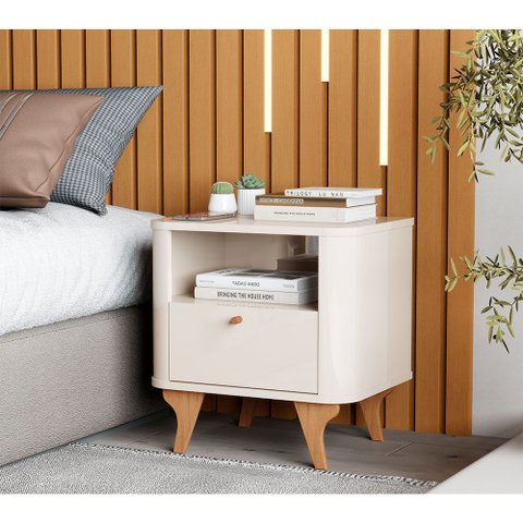 Mesa de Cabeceira Mesa de Cabeceira Slim Quarto Casal Solteiro Arumã MDF Design Moderno