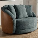 Ver imagem 2 de Poltrona Decorativa Maya Base Giratoria Linho e Courino Tcs 718 Tcs 727 Moll