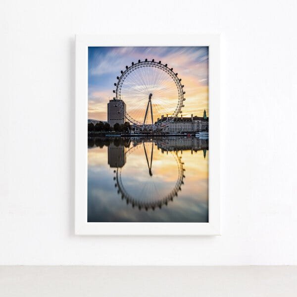 Quadro Roda Gigante London Eye Moldura Branca 22x32cm - 1