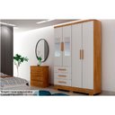Ver imagem 1 de Guarda Roupa 4 Portas (2 C/ Espelho) e 3 Gavetas C/ Pés Encanto/berlim Cumaru/fendi - Novo