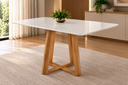 Ver imagem 2 de Mesa Bali 160cm com Vidro para Sala de Jantar Cinamomo/Off White