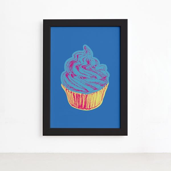 Quadro Cupcake Cozinha Moldura Preta 33x43cm - 1