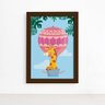 Quadro Infantil Girafa e Balão Moldura Marrom 22x32cm - 1