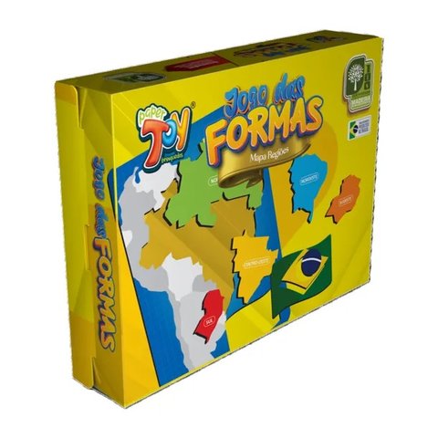 Brinquedo Jogo Das Formas Mapa Regiões em Mdf +3 Anos Paper Toy