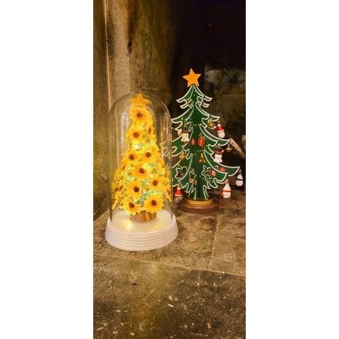 Luminária Árvore de Natal com Girassóis Encantados Girassol - Branco Pérola