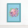 Quadro Infantil Fundo do Mar Polvo Moldura Azul 22x32cm - 2