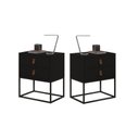 Ver imagem 2 de Conjunto 2 Criados Estilo Industrial com Puxadores de Couro