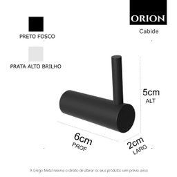 Cabide para Banheiro Acessório Suporte Redondo Grego Metal Preto Fosco Orion - 4
