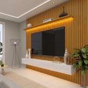 Ver imagem 1 de Rack com Painel para TV até 90 Polegadas Ripado com LED e 3 Gavetas 100% MDF 250CMX280CM Marrom