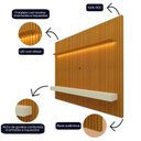 Ver mais imagens de Rack com Painel para TV até 90 Polegadas Ripado com LED e 3 Gavetas 100% MDF 250CMX280CM Marrom