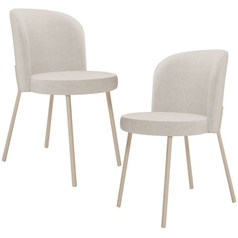 Kit 2 Cadeiras Sala de Jantar Estofada Gavi Arena L02 Linho Cru - Lyam Decor