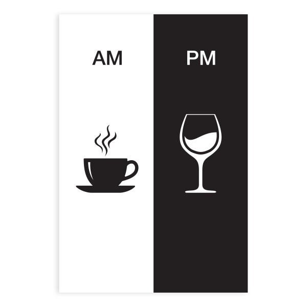 Placa Decorativa Vinho e Café AM/PM Minimalista 30x40cm - 2