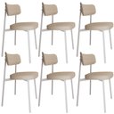 Ver imagem 1 de Kit 06 Cadeiras Estofada para Sala de Jantar Astrid Branco C01 Linho Areia - Lyam Decor
