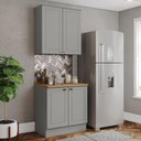 Ver imagem 2 de Cozinha Modulada Americana 2 Peças Aéreo e Balcão 80cm Cinza/nature com Tampo Mdp - Móveis Henn