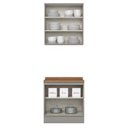 Ver imagem 6 de Cozinha Modulada Americana 2 Peças Aéreo e Balcão 80cm Cinza/nature com Tampo Mdp - Móveis Henn