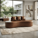 Ver imagem 3 de Sofá Tóquio Puff Orgânico Corino 200cm com 3 Almofadas Design Curvo Luxo para Sala e Recepção:Marrom
