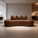 Ver imagem 1 de Sofá Tóquio Puff Orgânico Corino 200cm com 3 Almofadas Design Curvo Luxo para Sala e Recepção:Marrom