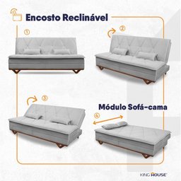Sofá Cama Estoril 1,90m Suede Velut - King House - 7