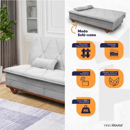 Sofá Cama Estoril 1,90m Suede Velut - King House - 2